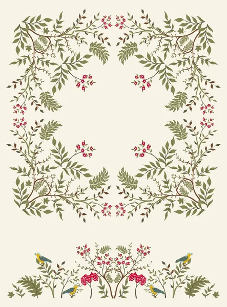 Cadre floral avec bordure . — Image vectorielle