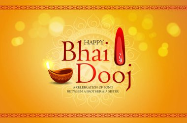Mutlu Bhai Dooj, Bhai Tika, Bhau-Beej, Hint Geleneksel Aile Festivali arka plan tasarımı Mutlu Bhai Bhai Dooj.