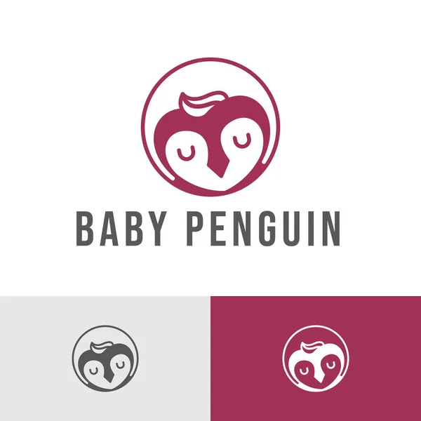 Dormir Bebé Pingüino Niño Niños Logotipo Plantilla — Vector de stock