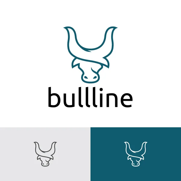 Plantilla Logotipo Bull Buffalo Head Monoline Style — Vector de stock