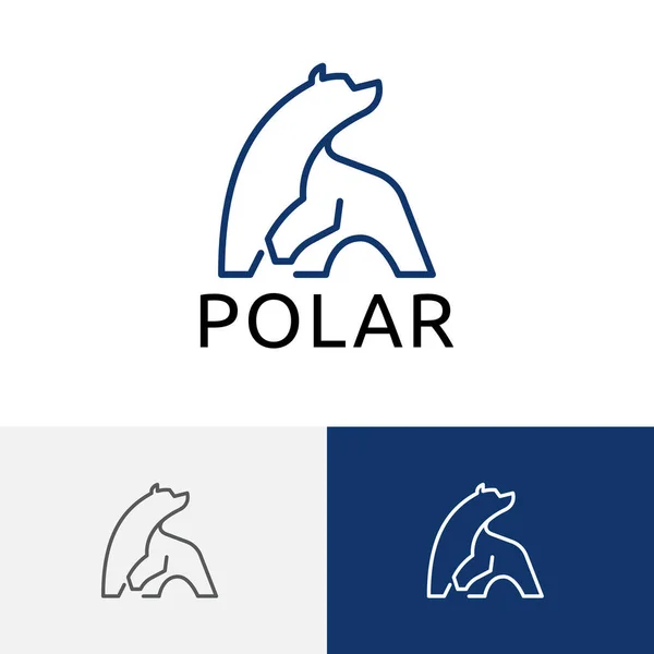 Logotipo Abstracto Línea Hielo Fresco Del Oso Polar Grande — Vector de stock