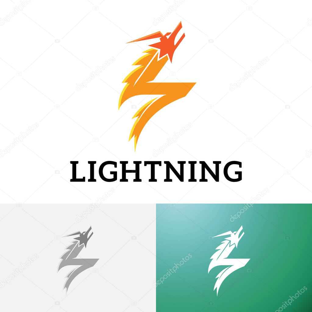 Flash Lightning Thunder Dragon Electricity Power Energy Logo