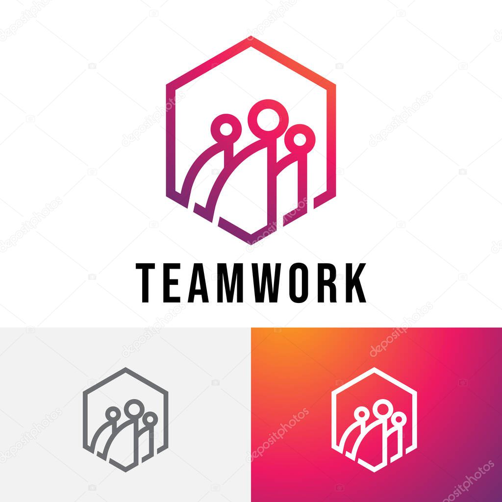 Hexagon Team Work Teamwork Leader Office Group Logo