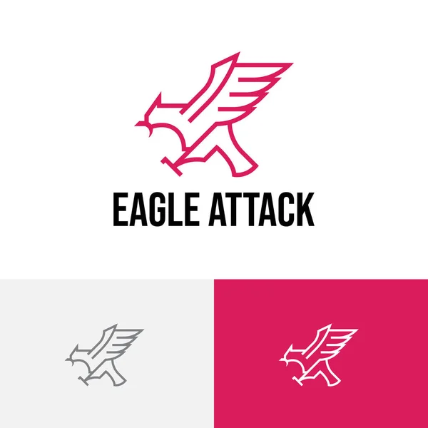 Логотип Eagle Hawk Falcon Attack Fly Wing Claw Line — стоковый вектор