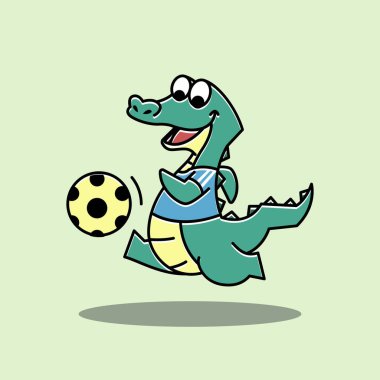 Timsah Timsah Futbol Sporu Komik Tatlı Karakter Maskotu