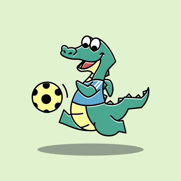 Cocodrilo Cocodrilo Fútbol Fútbol Deporte Divertido Lindo Personaje Dibujos Animados — Vector de stock