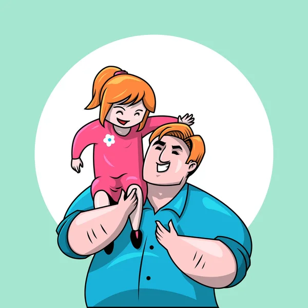 Father Daddy Holding Daughter Girl Love Bonding Togetherness Cartoon Stok Ilustrasi Bebas Royalti