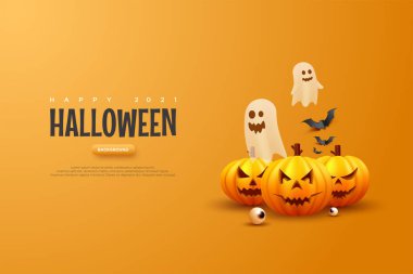 Cadılar Bayramı Balkabağı Portakal Arkaplan Çizimi