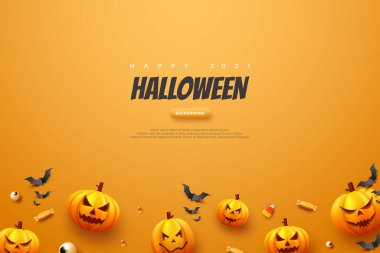 Cadılar Bayramı Balkabağı Portakal Arkaplan Çizimi