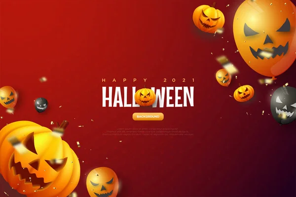 Halloween Dýně Červené Pozadí Ilustrace — Stockový vektor