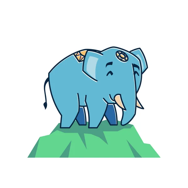 Big Friendly Happy Elephant Standing Rock Zoo Cartoon Charakter — Stockvektor