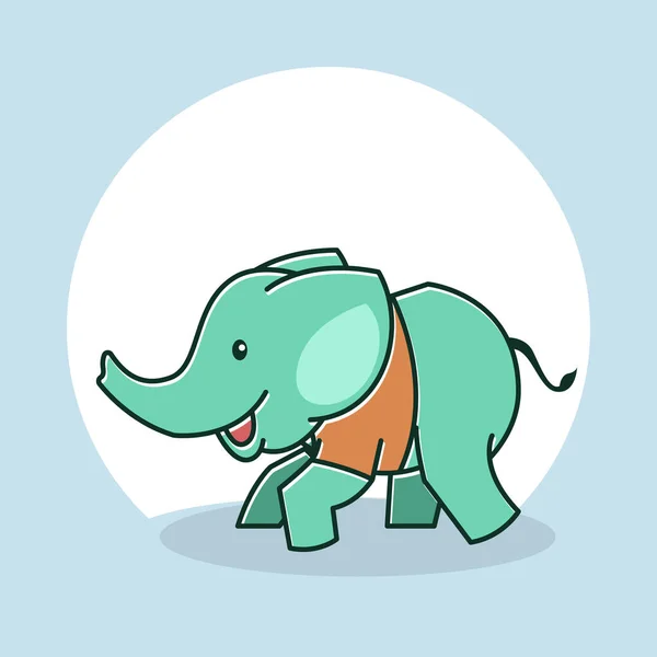 Cute Baby Elephant Happy Friendly Standing Running Cartoon Character — Stock Vector