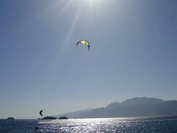 Dahab South Sinai Egypt October 2014 Kitesurfing Red Sea — 图库照片