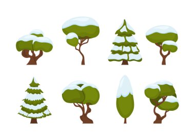 Kış kar ağaçları.