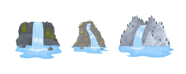 Cachoeira do rio Cartoon. —  Vetores de Stock