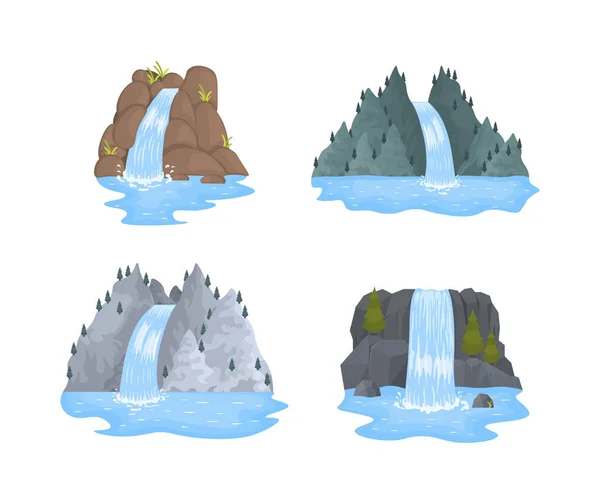 Cartoon river waterfall.