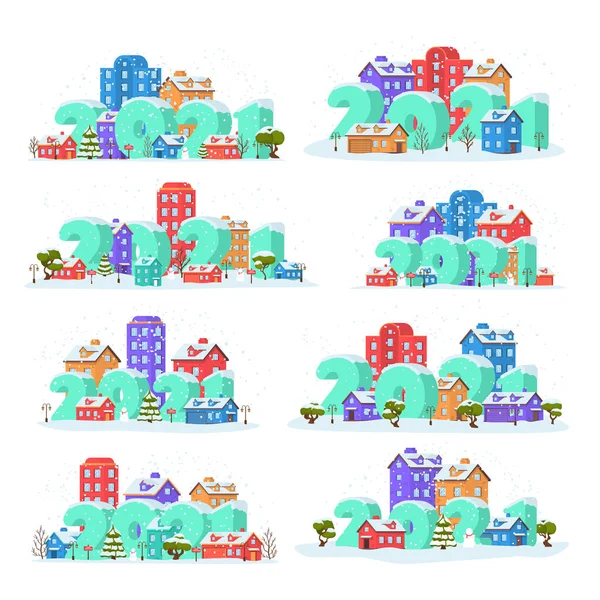 Invierno 2021 paisaje. — Vector de stock