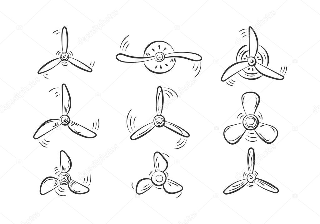 Set propellers plane. 