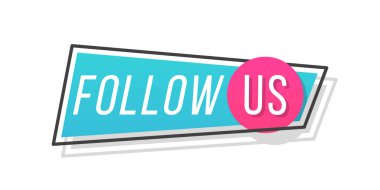 Bizi takip et, konuşma balonu. Promosyon etiketi, rozet.