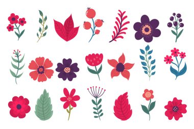 Çiçek yapraklı çiçek seti..