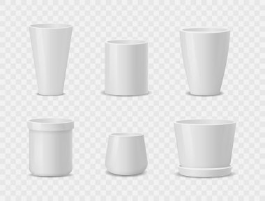 Gerçekçi beyaz seramik saksılar..