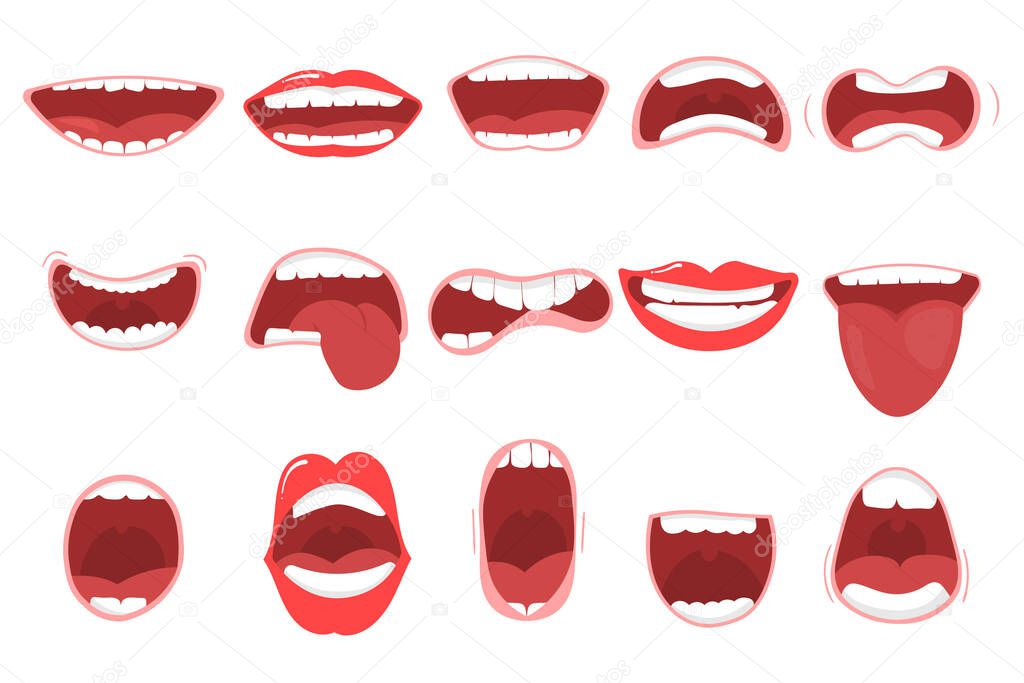 Mouth options with lips, tongue and teeth