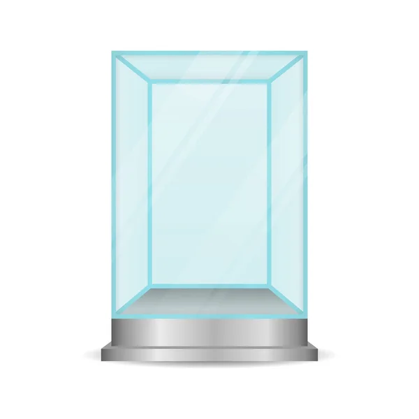 Skleněný box válec, krystal krychle pro vitríny. — Stockový vektor