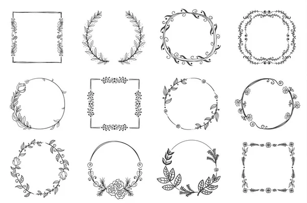 손으로 그린 꽃무늬 낙서 세트. — 스톡 벡터