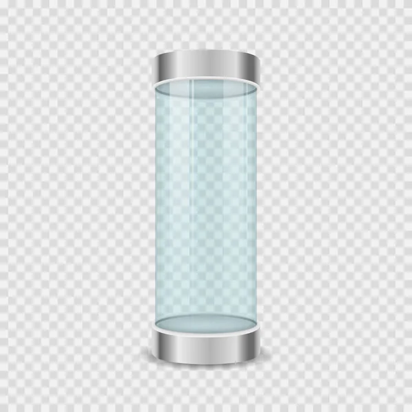 Glass box cylinder, crystal cube for showcases. — Stock Vector