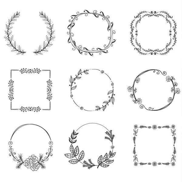 손으로 그린 꽃무늬 낙서 세트. — 스톡 벡터