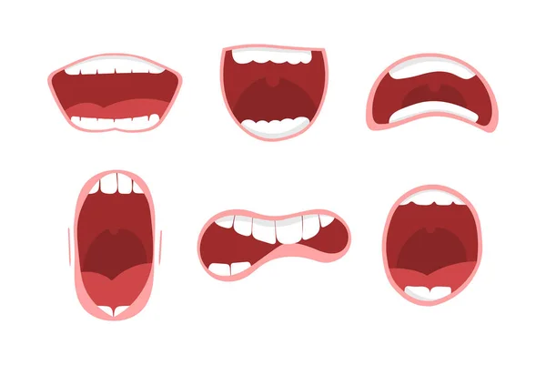 有嘴唇、舌头和牙齿的嘴巴选项 — 图库矢量图片