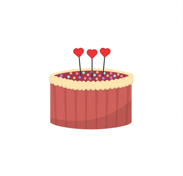 おいしいデザート、お誕生日ケーキをキャンドルでセット. — ストックベクタ