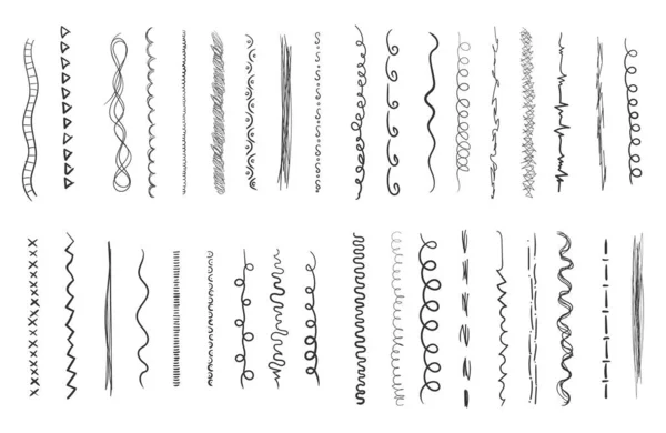 Set of wavy hand drawn horizontal lines. — Stock Vector