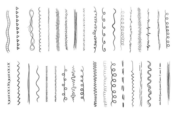 Set of wavy hand drawn horizontal lines.