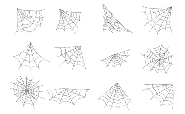 Tela de araña dibujada a mano o telaraña de Halloween. — Vector de stock