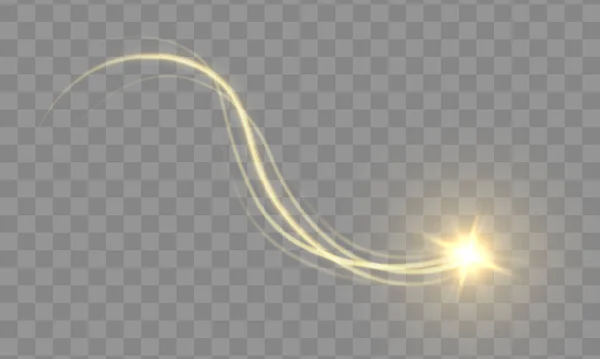 Dynamic waves, golden line with light effect. — Stock Vector