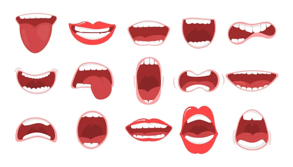 Mundoptionen mit Lippen, Zunge und Zähnen — Stockvektor