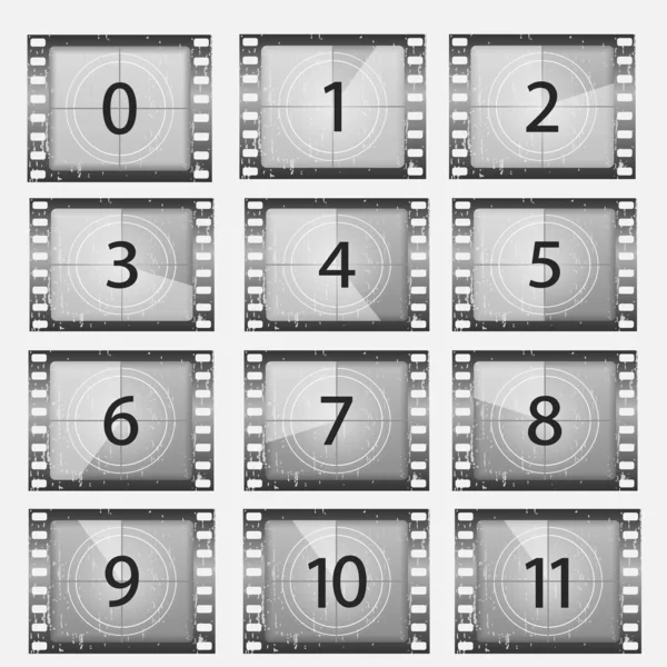 Film countdown, oude film film timer tellen. — Stockvector