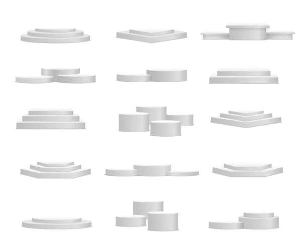 Podium blanc 3d, piédestal, plate-forme, stand stage. — Image vectorielle