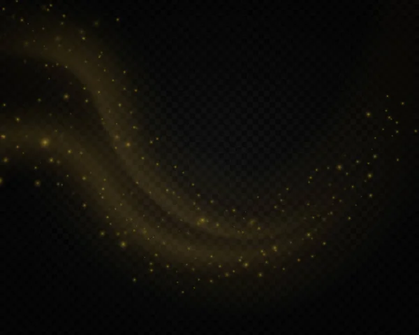 Ondes dynamiques, ligne dorée avec effet de lumière. — Image vectorielle