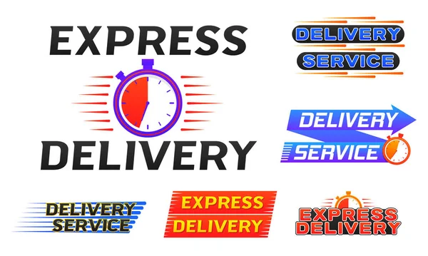 Express tiempo rápido entrega orden logotipo banner. — Archivo Imágenes Vectoriales