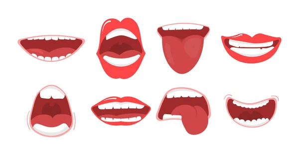 Επιλογές στόματος με χείλη, γλώσσα και δόντια — Διανυσματικό Αρχείο