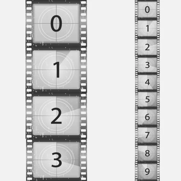 Film countdown, oude film film timer tellen. — Stockvector