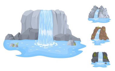 Kayalıklardan akan şelale berrak sulardan.