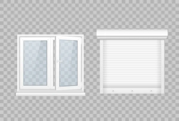 Set von realistischen Fenstern Metall-Rollos. — Stockvektor
