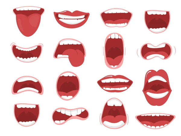 Mundoptionen mit Lippen, Zunge und Zähnen — Stockvektor