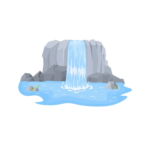 Folyó vízesés a szikláról tiszta víz. — Stock Vector