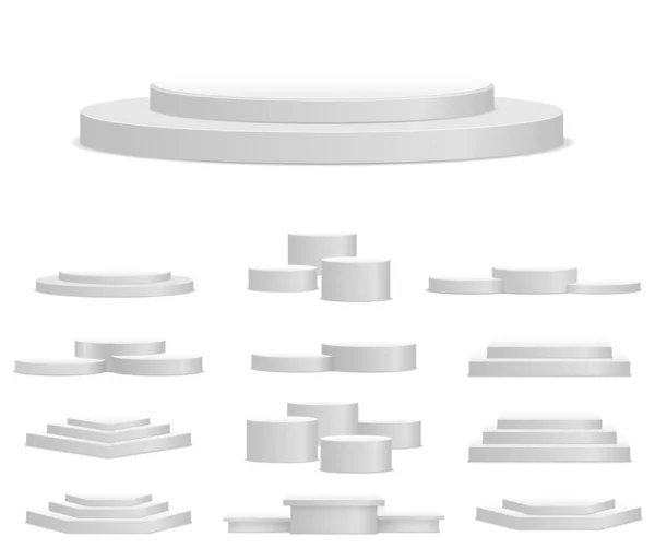 Fehér 3D-s dobogó, talapzat, platform, stand stage. — Stock Vector
