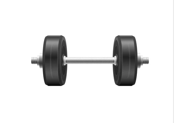 Metal 3d dumbell, steel barbells for fitness. — Stock Vector