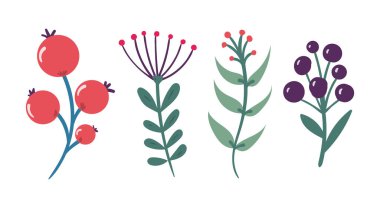 Çiçek yapraklı çiçek seti..